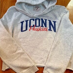 League UCONN Huskies Light Gray Hoodie with Blue & Red Logo